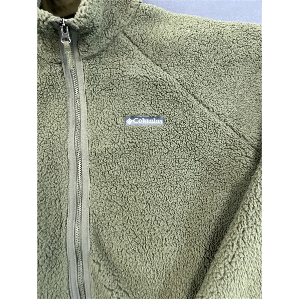 Columbia Green Sherpa Fleece Zip-Up Jacket, Size Large
